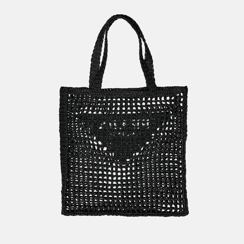 トートバッグ ラフィアバッグ Prada 黒 女性