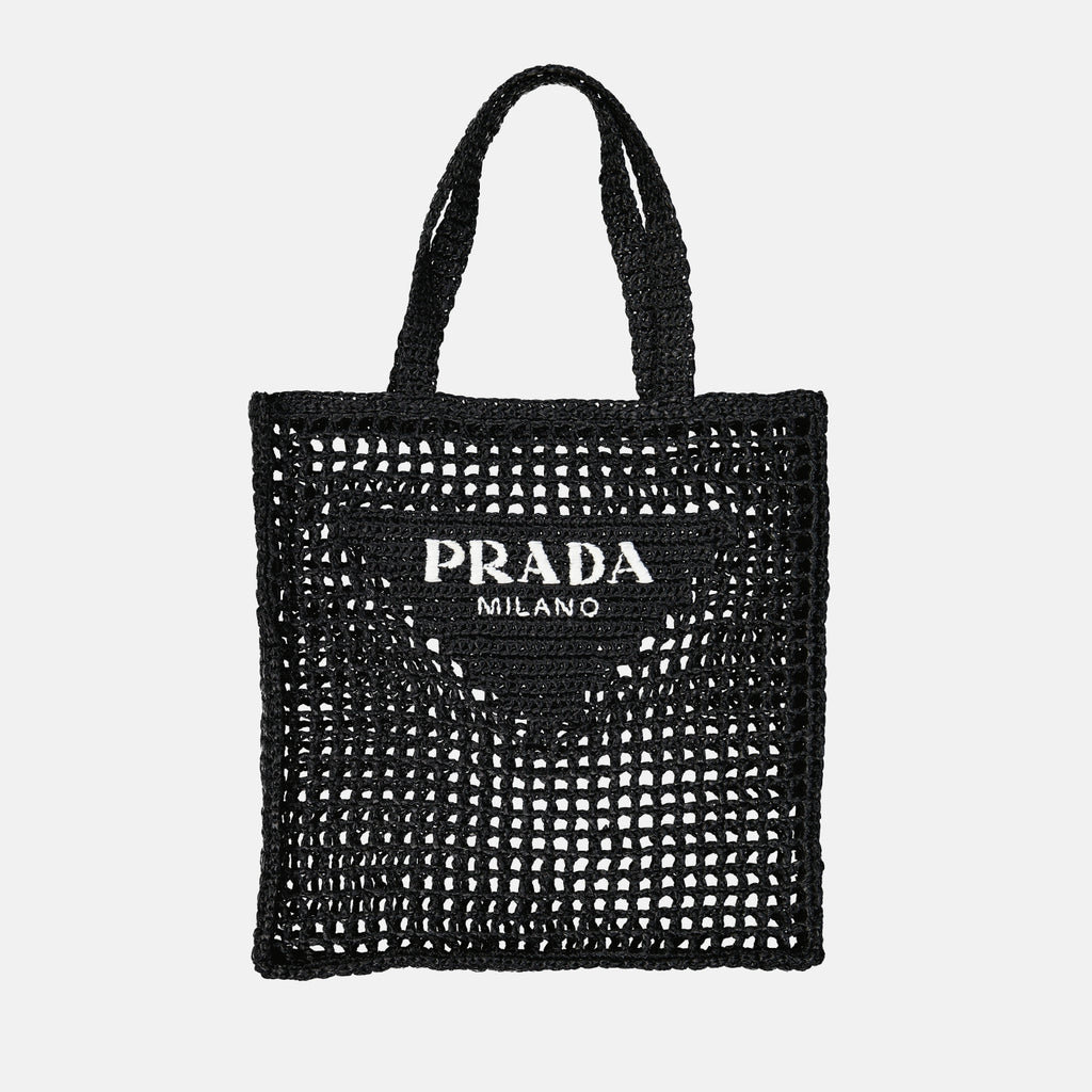 トートバッグ ラフィアバッグ Prada 黒 女性