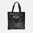 トートバッグ ラフィアバッグ Prada 黒 女性