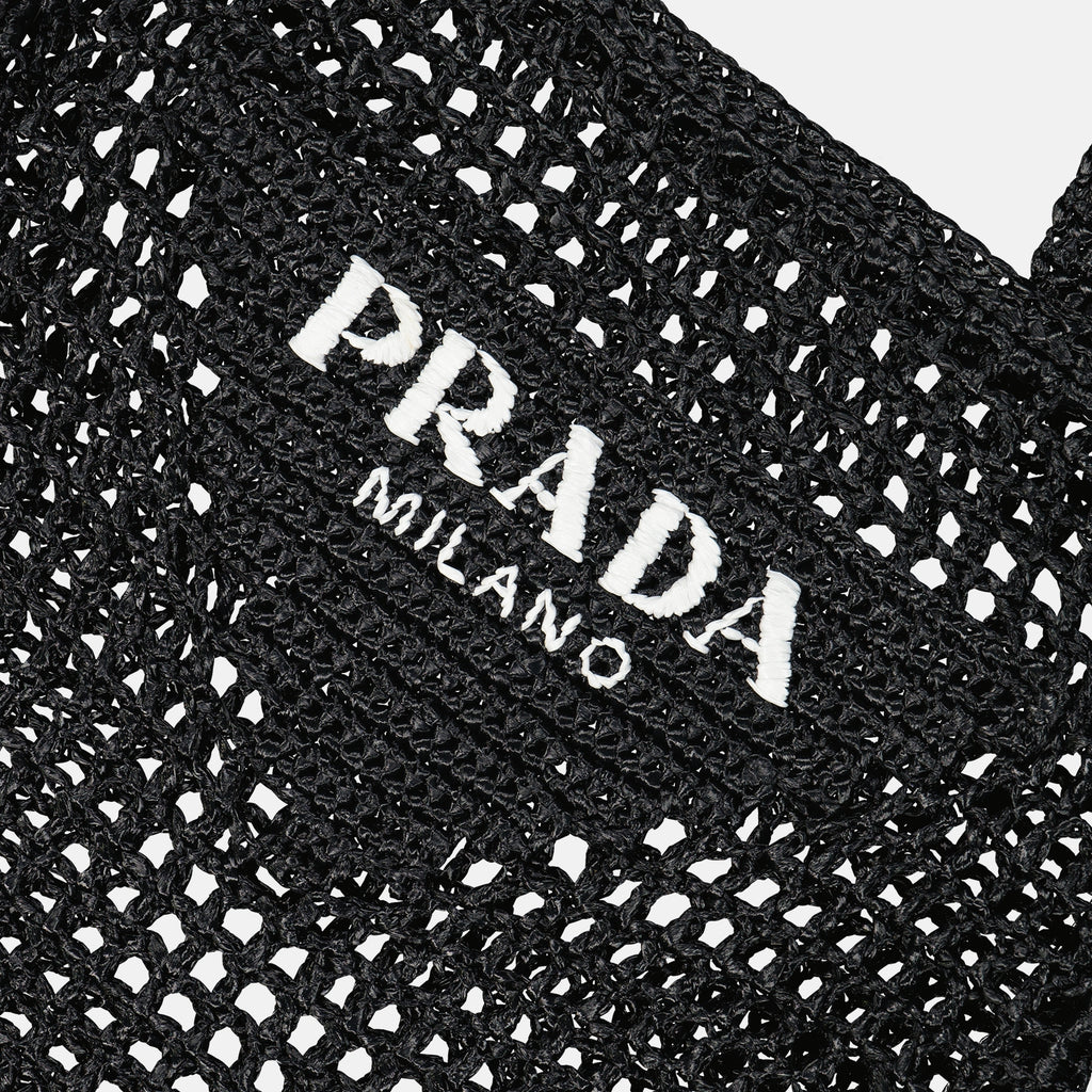 トートバッグ ラフィアバッグ Prada 黒 女性
