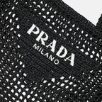 トートバッグ ラフィアバッグ Prada 黒 女性