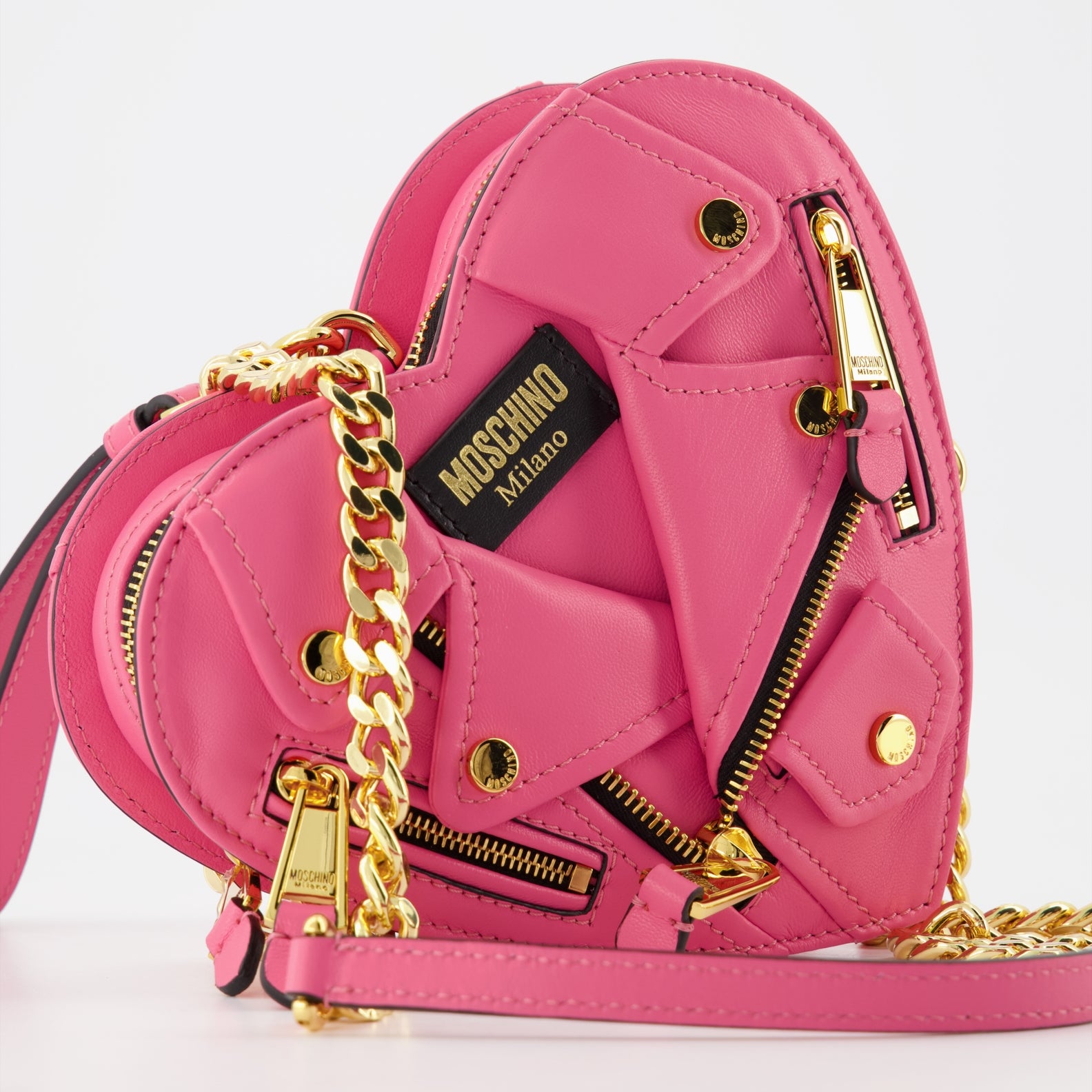 Bolsas de mão e de ombro Sac coeur Biker Moschino Rosa Femme