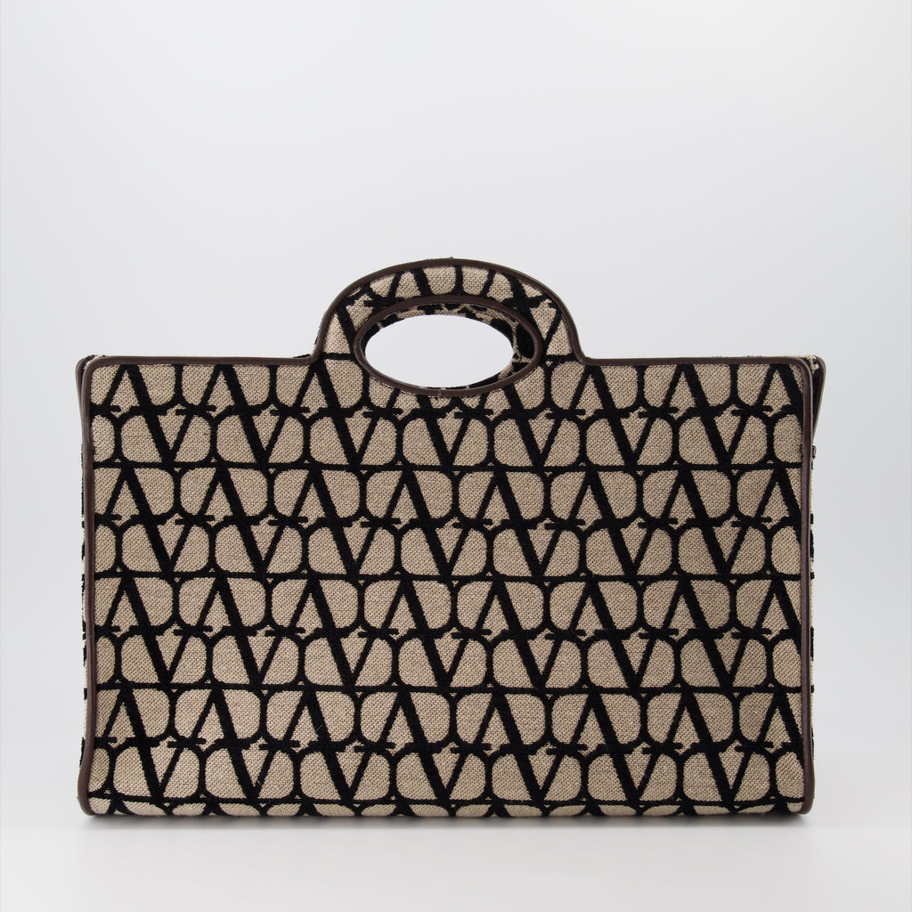 Tote bags Sac le Troisième en toile Valentino Garavani Braun Femme