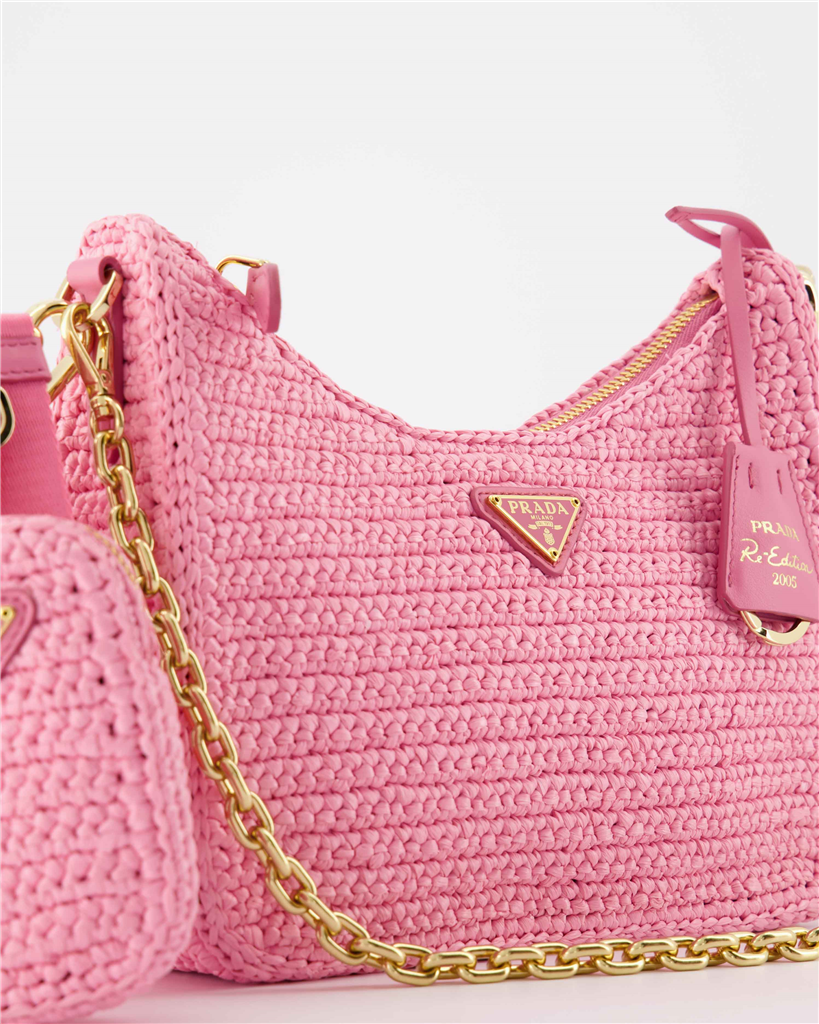 Sacs bandoulière Sac Ré-Edition en raphia Prada Rose Femme