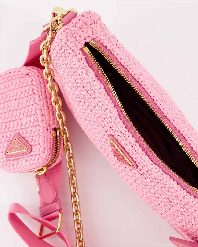 Sacs bandoulière Sac Ré-Edition en raphia Prada Rose Femme
