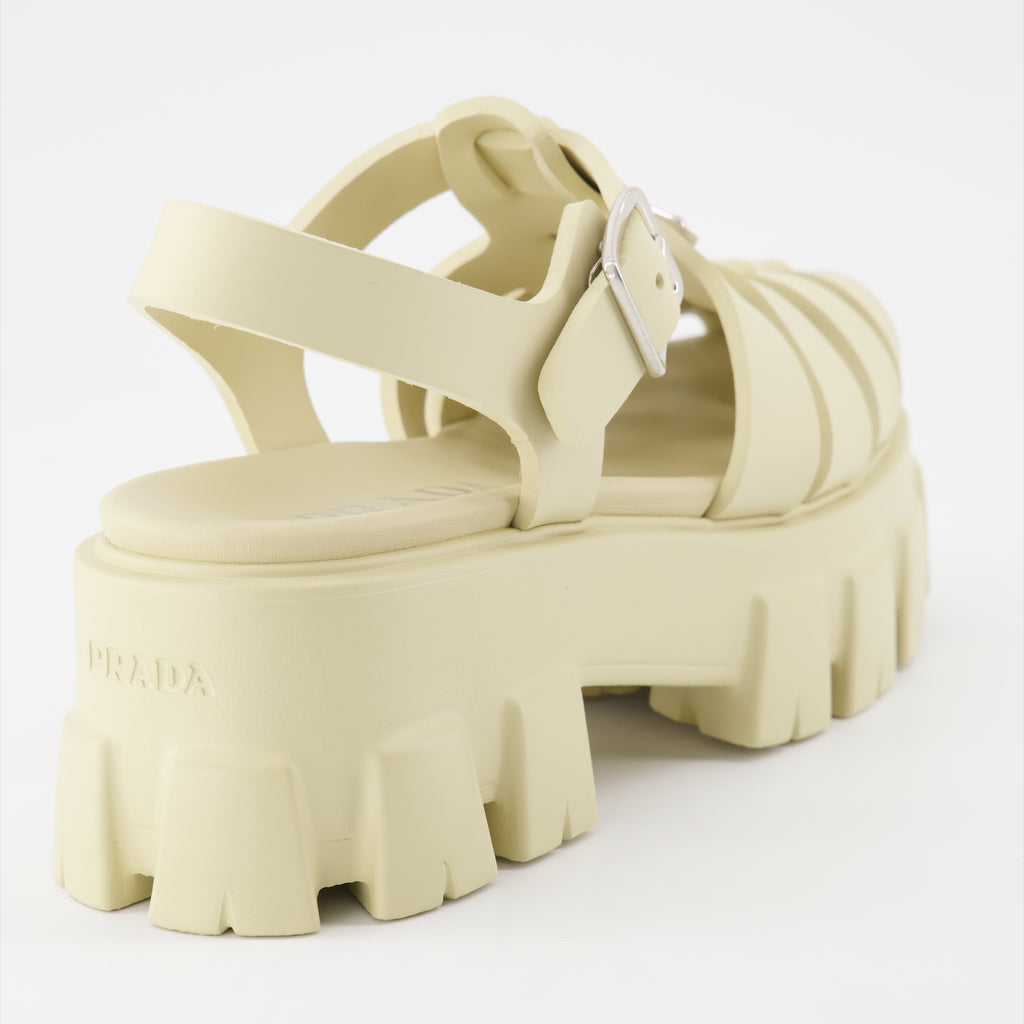 Offene schuhe Sandales en gomme Prada Beige Femme