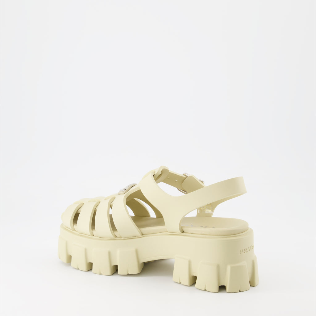Offene schuhe Sandales en gomme Prada Beige Femme