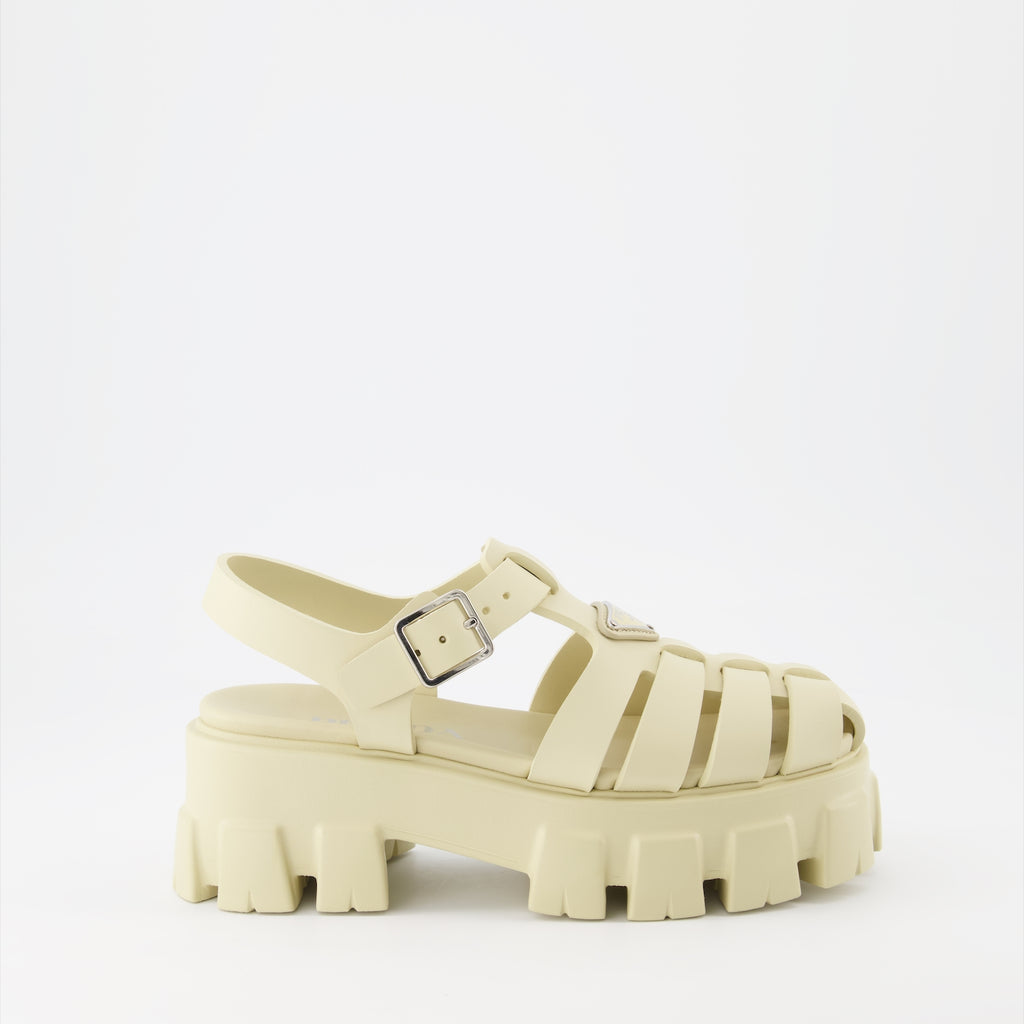 Offene schuhe Sandales en gomme Prada Beige Femme