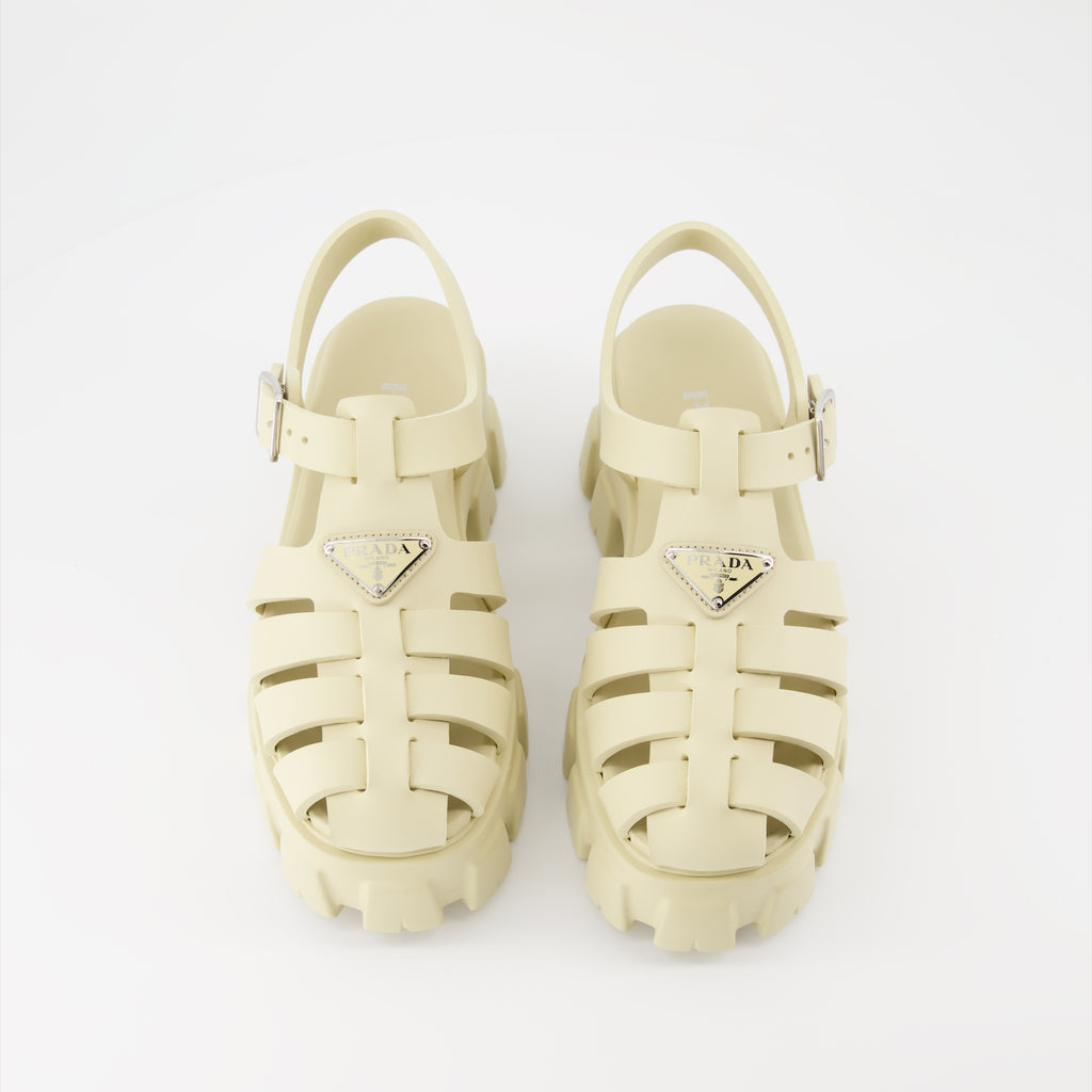 Offene schuhe Sandales en gomme Prada Beige Femme