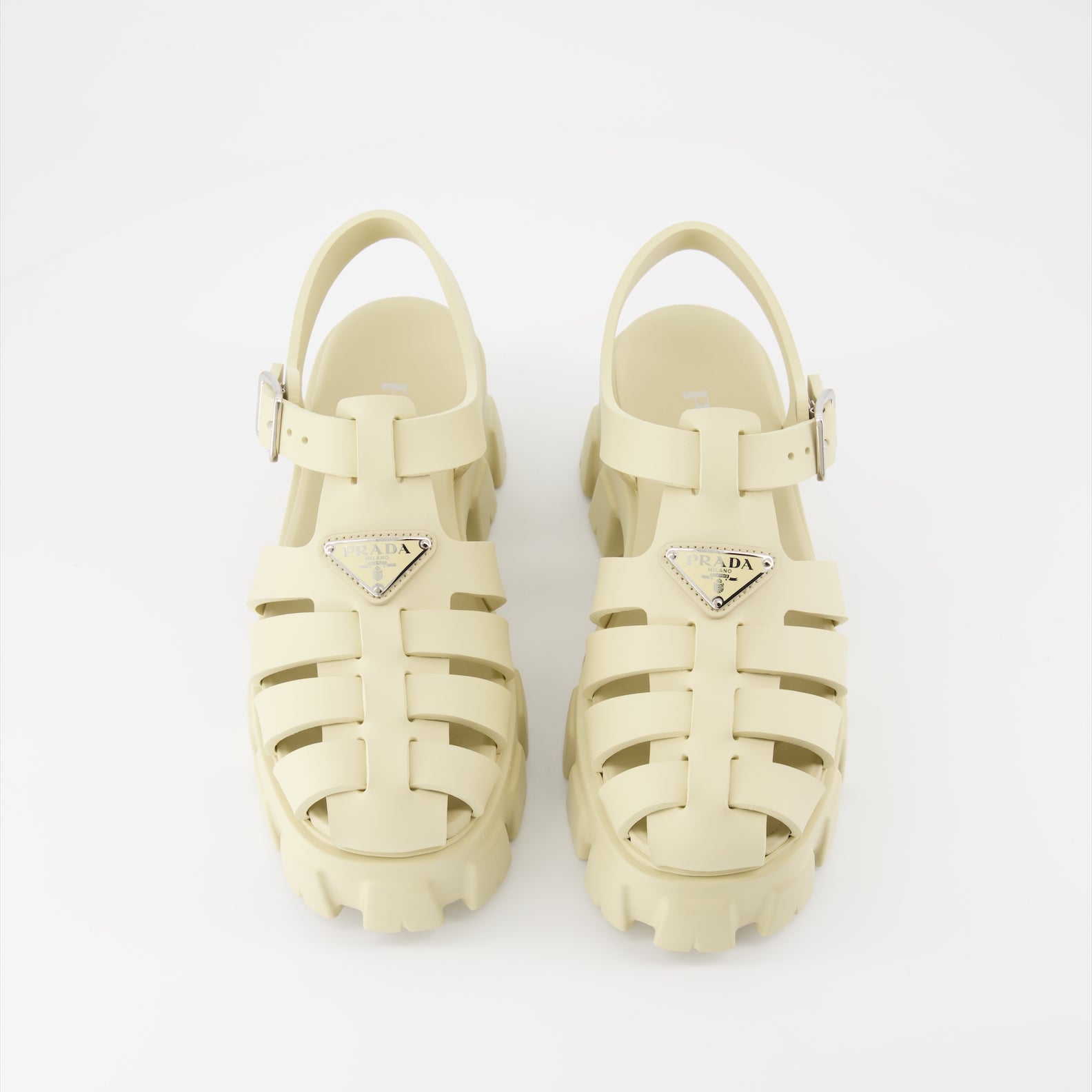 Offene schuhe Sandales en gomme Prada Beige Femme