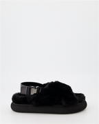 Chaussures ouvertes Sandales fourrure Solarisse Moncler Noir Femme