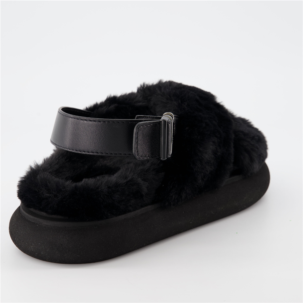 Chaussures ouvertes Sandales fourrure Solarisse Moncler Noir Femme