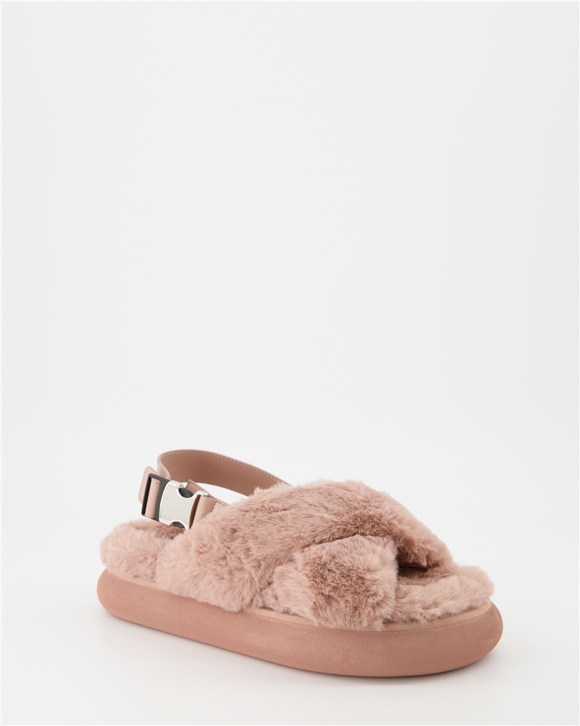 Sapatos abertos Sandales fourrure Solarisse Moncler Rosa Femme