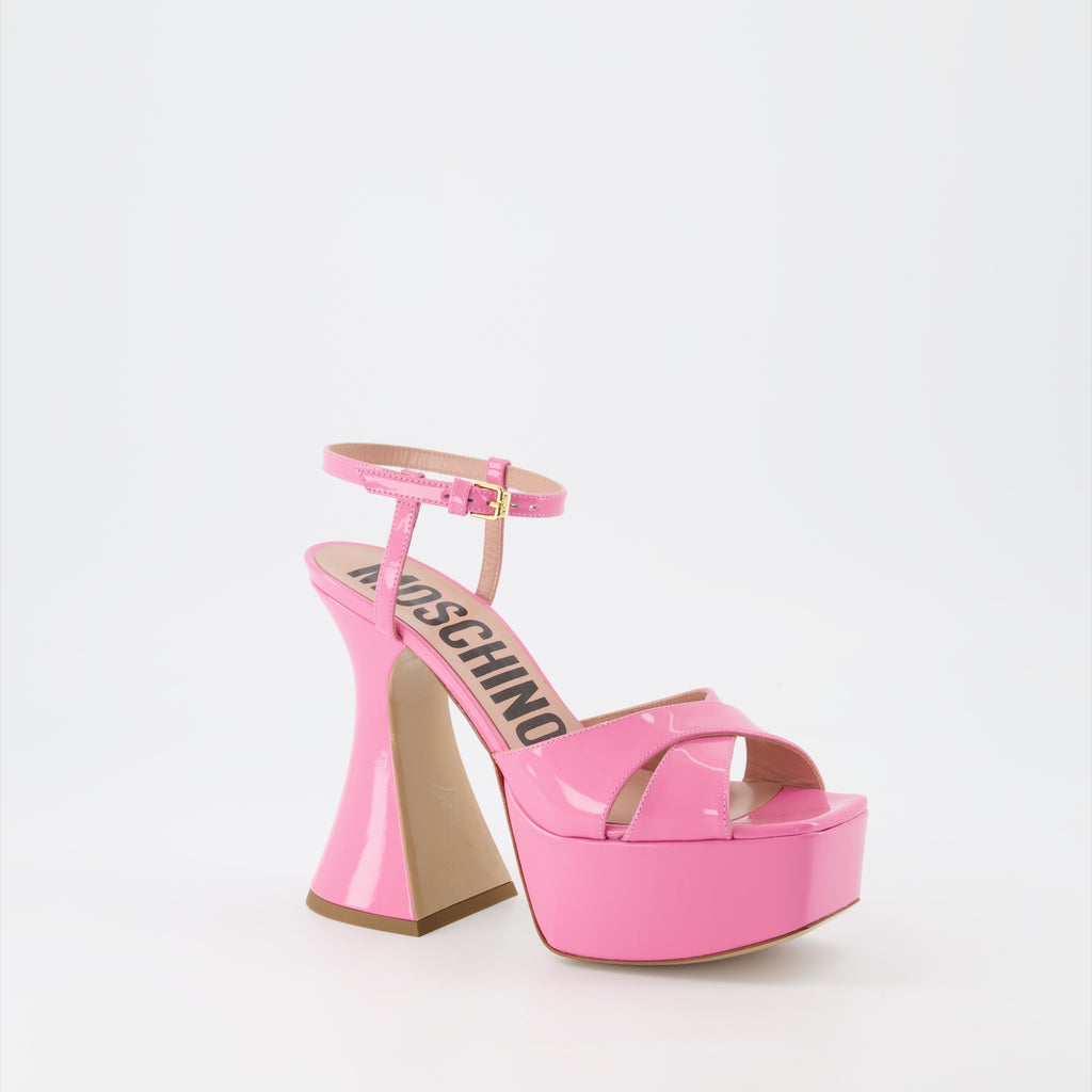 Offene schuhe Plattform Sandalen Moschino Rosa Femme