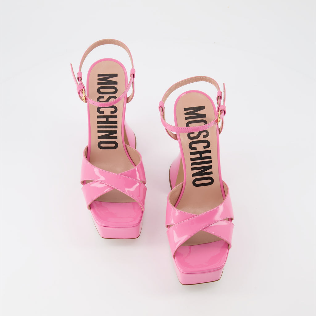 Offene schuhe Plattform Sandalen Moschino Rosa Femme