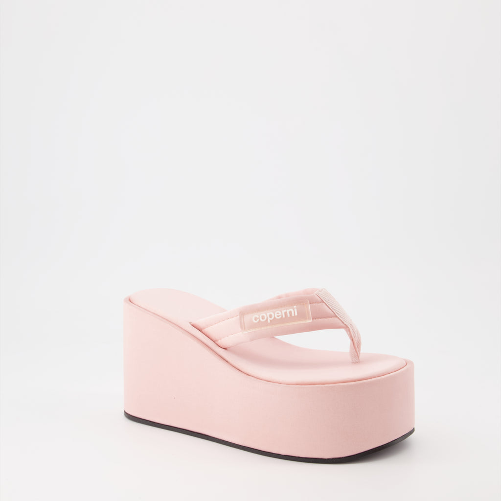 Sandales tongs Wedge rose
