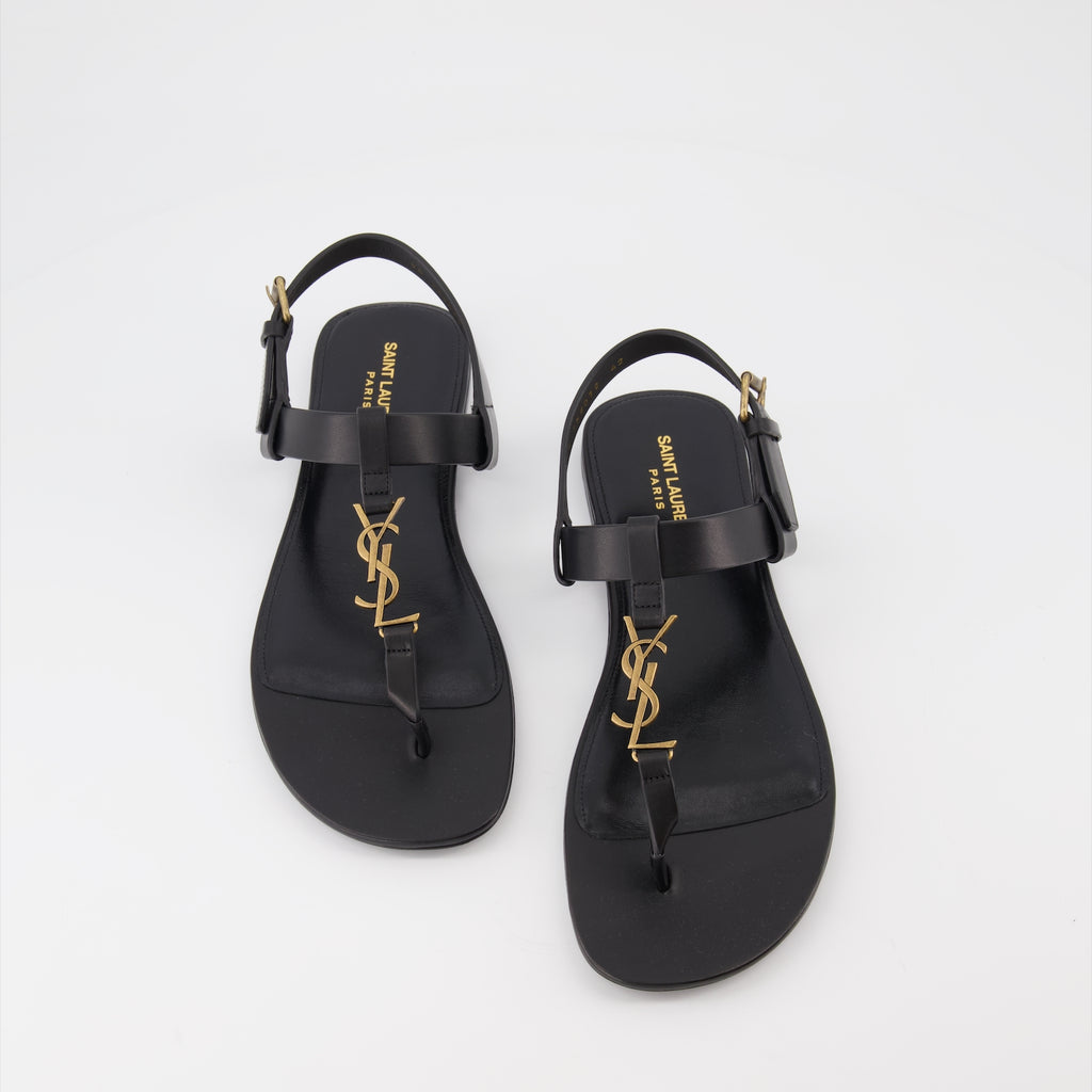 オープントゥシューズ YSLサンダル Saint Laurent 黒 男