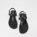 オープントゥシューズ YSLサンダル Saint Laurent 黒 男