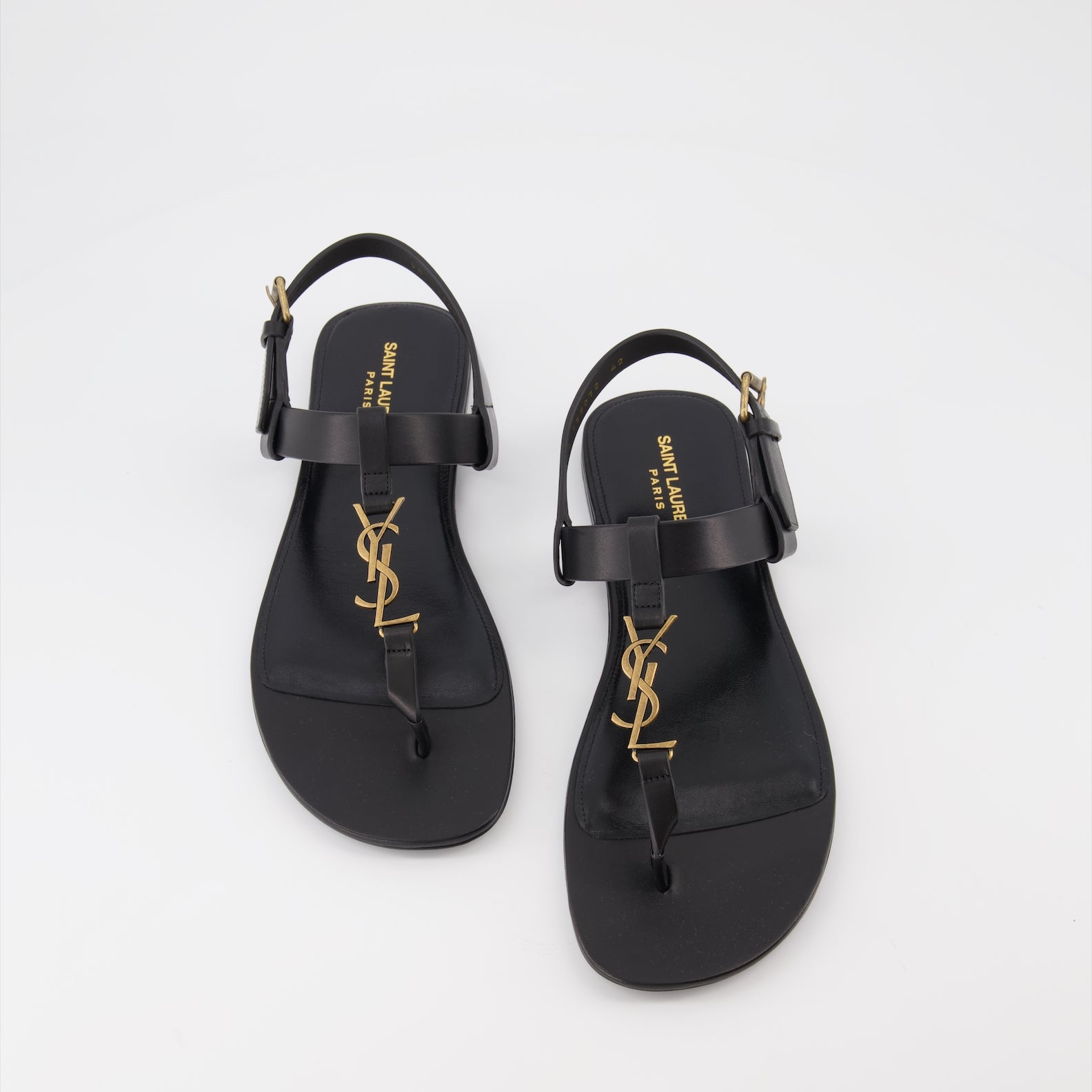 オープントゥシューズ YSLサンダル Saint Laurent 黒 男