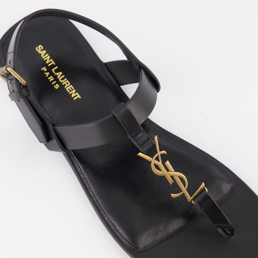 オープントゥシューズ YSLサンダル Saint Laurent 黒 男