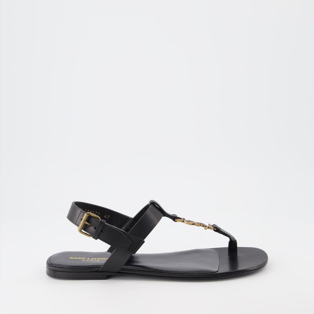 オープントゥシューズ YSLサンダル Saint Laurent 黒 男