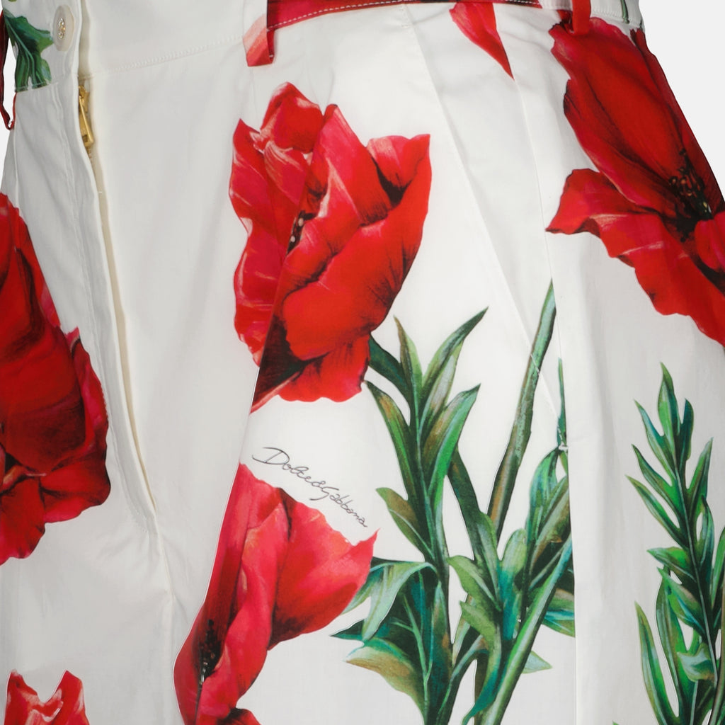 Shorts Short à imprimé Coquelicot Dolce & Gabbana Weiß Femme