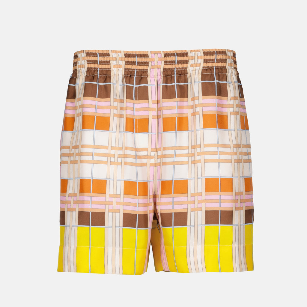 Short en soie Check abstrait