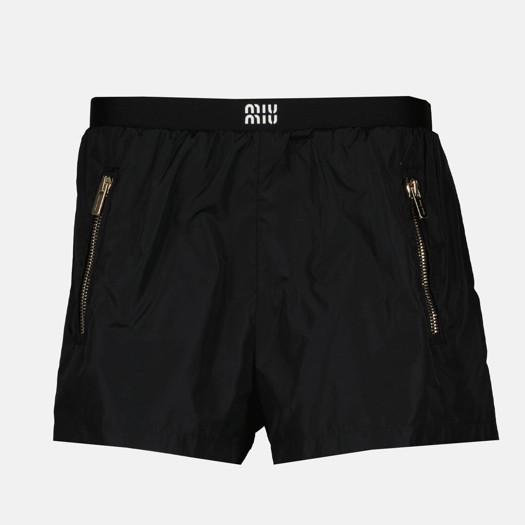 Shorts Short en soie technique Miu Miu Schwarz Femme
