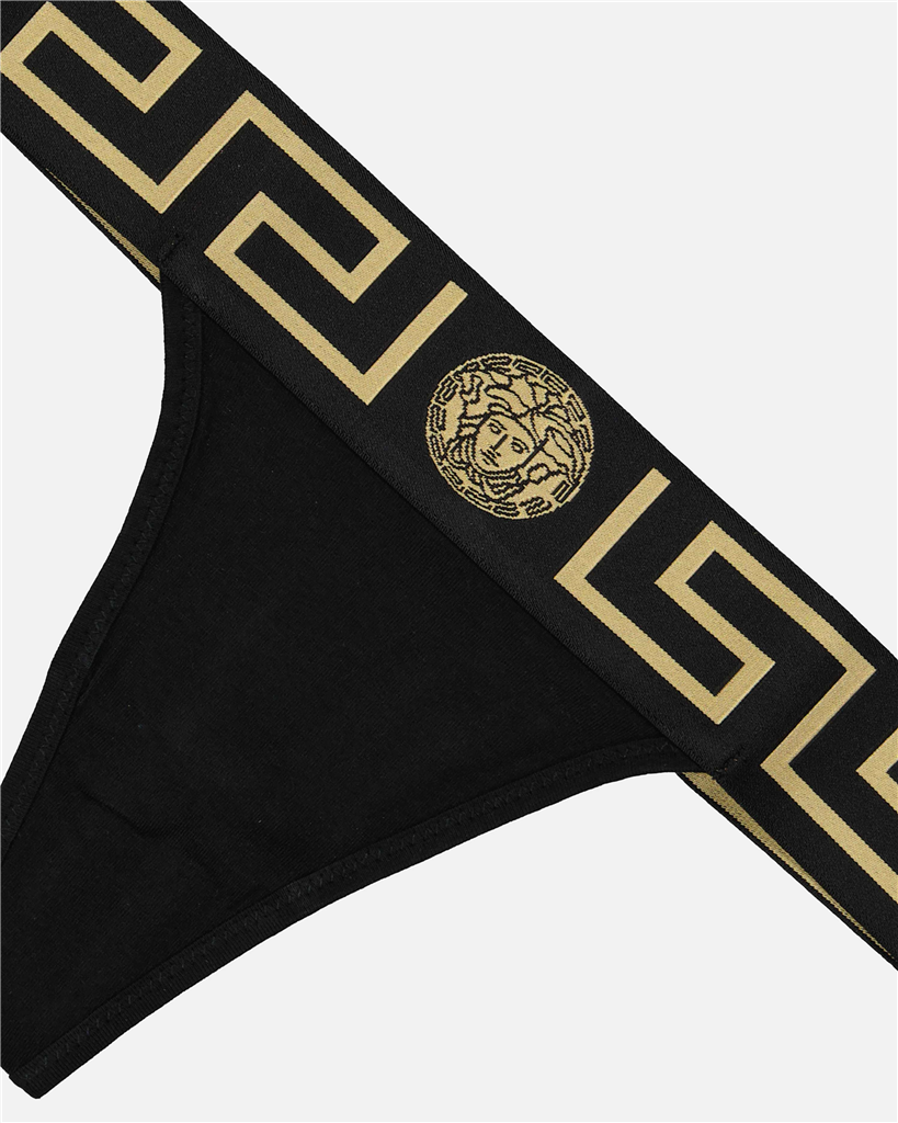 アンダーウェア・ホームウェア メドゥーサ グレカ Tバック Versace 黒 女性