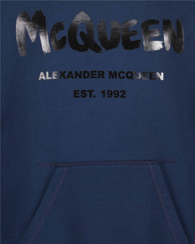 Felpe Sweat à capuche Graffiti Alexander McQueen Blu Homme