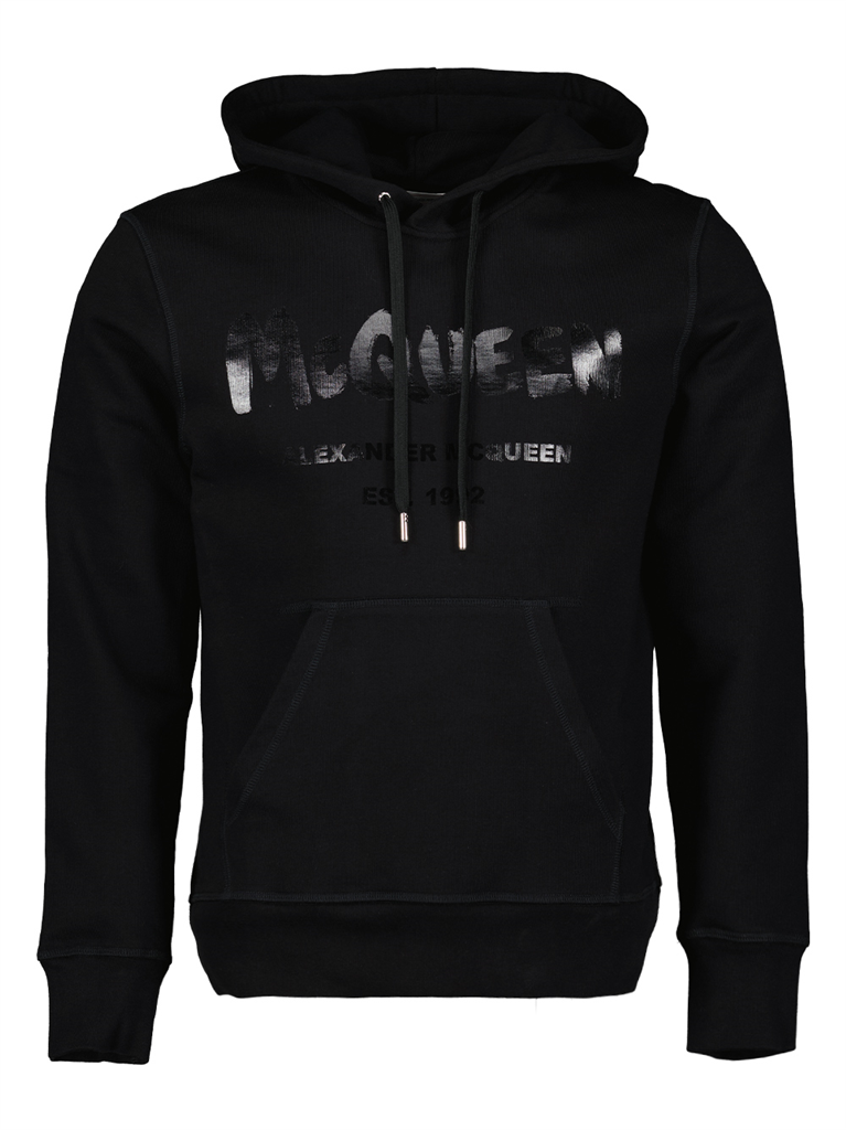 T-shirt Sweat à capuche Graffiti Alexander McQueen Nero Homme
