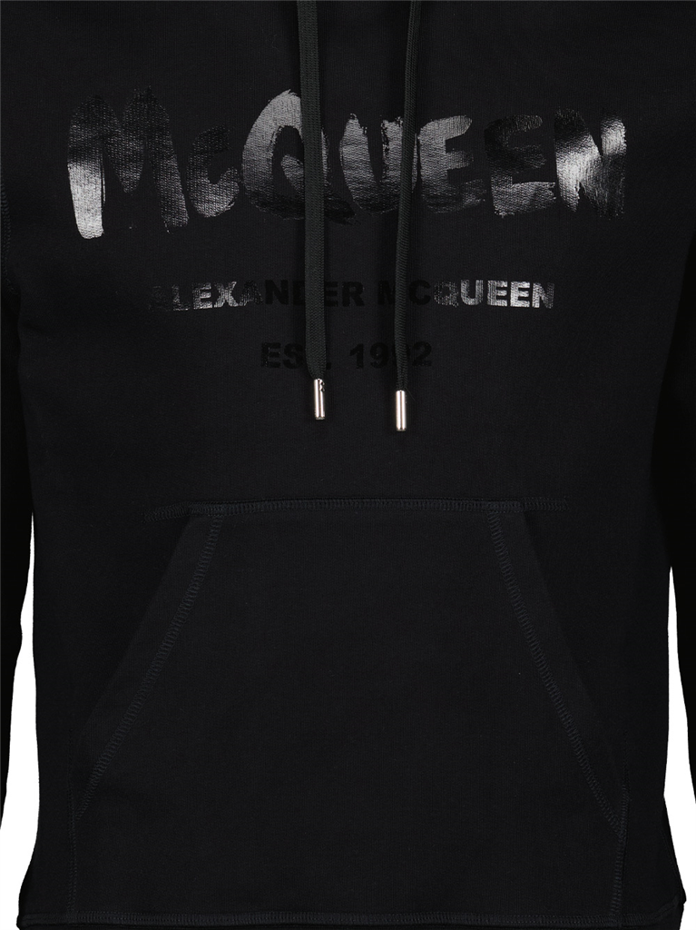 T-shirt Sweat à capuche Graffiti Alexander McQueen Nero Homme