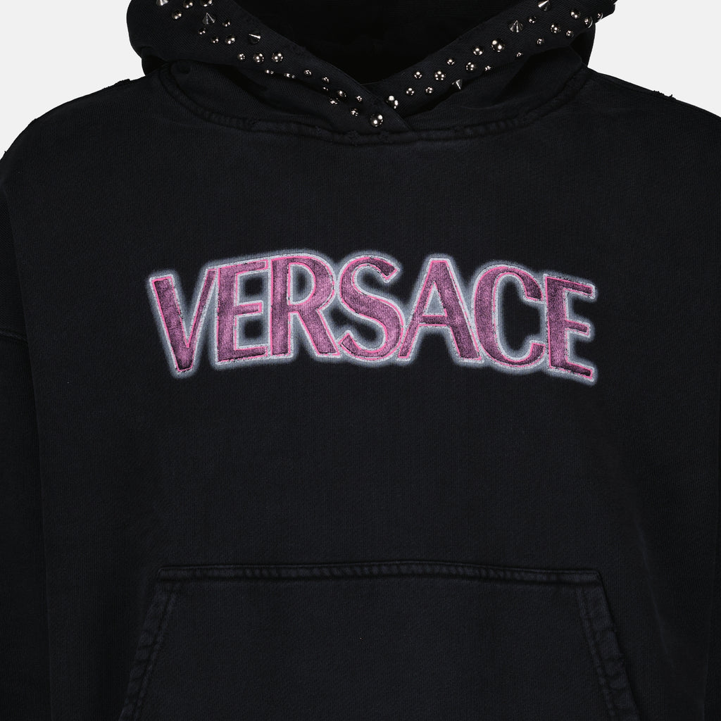 Sweatshirts Worn Logo Sweatshirt Versace Black Women