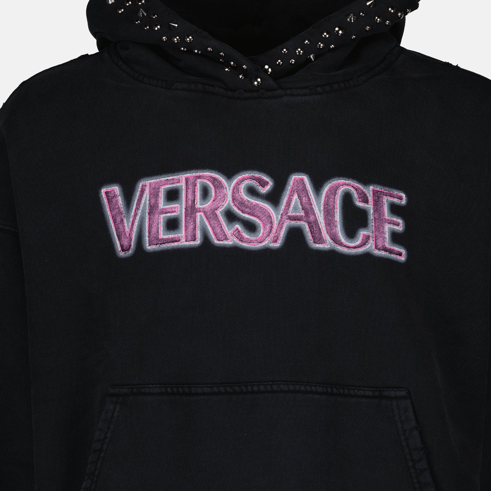 Sweatshirts Worn Logo Sweatshirt Versace Black Women