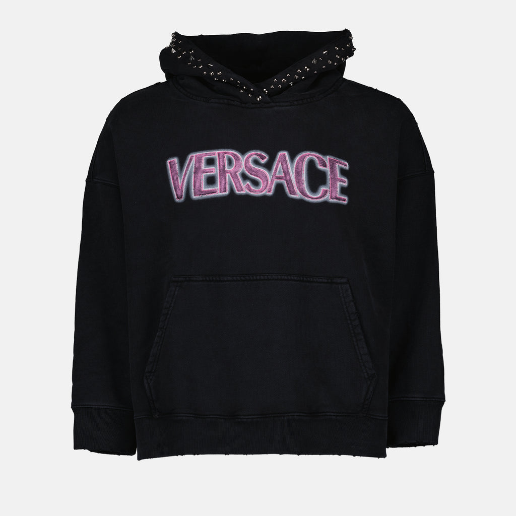 Sweatshirts Worn Logo Sweatshirt Versace Black Women