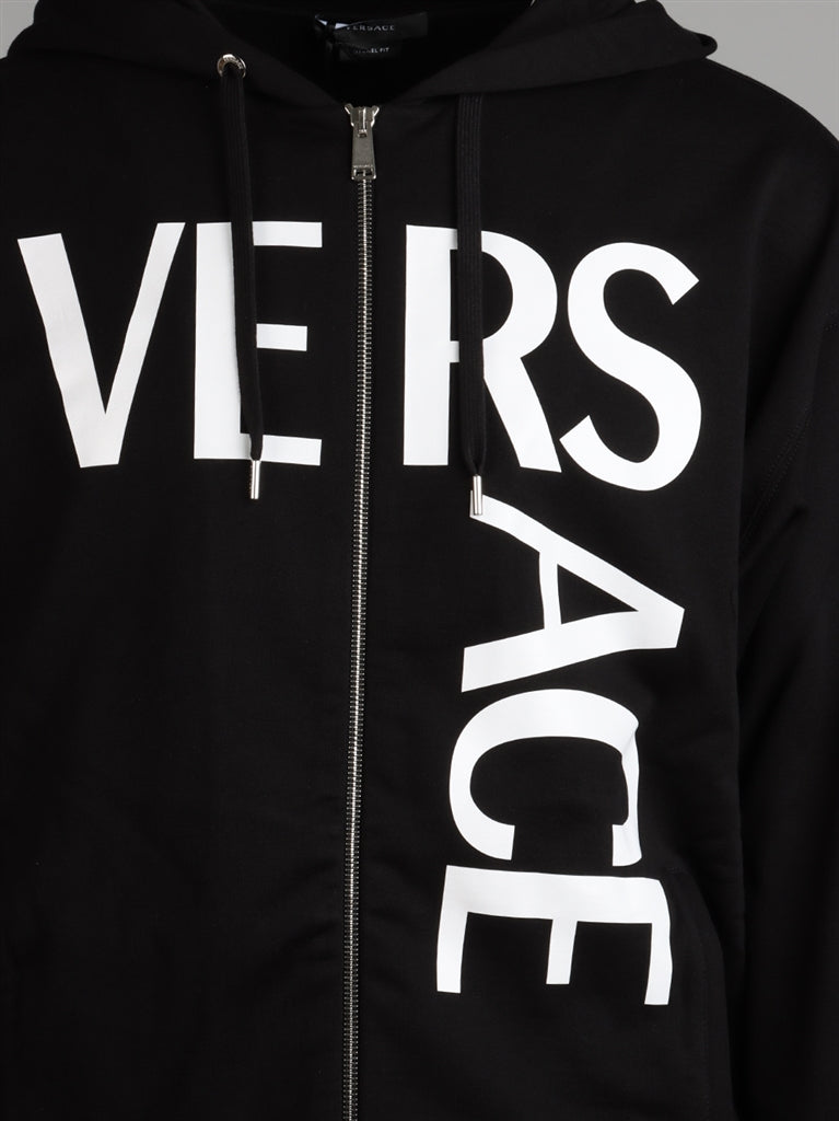 Sweatshirts Logo zipped sweatshirt Versace Black Man