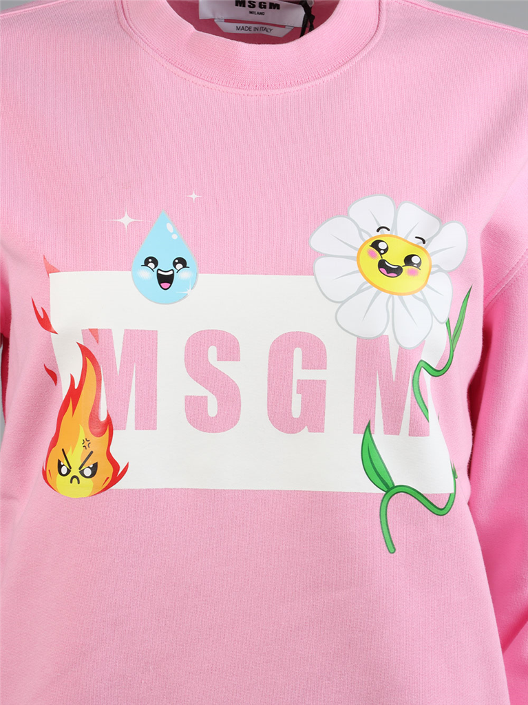 Felpe Sweatshirt à logo emoji MSGM Rosa Femme