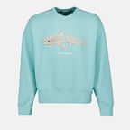 Felpe Sweatshirt Broken Shark Palm Angels Blu Homme