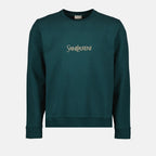 Sweatshirts Sweatshirt brodé Saint Laurent Grün Homme