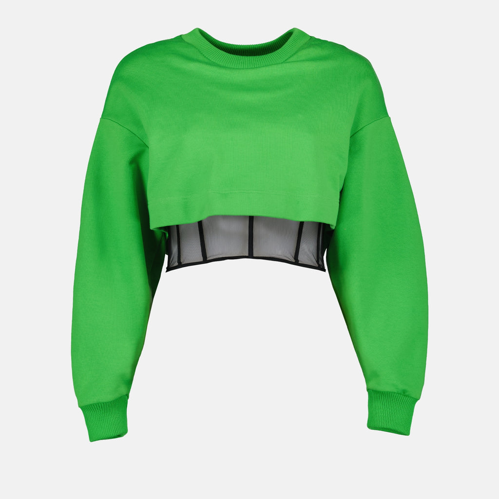 スウェットシャツ コルセットクロップスウェットシャツ Alexander McQueen グリーン 女性