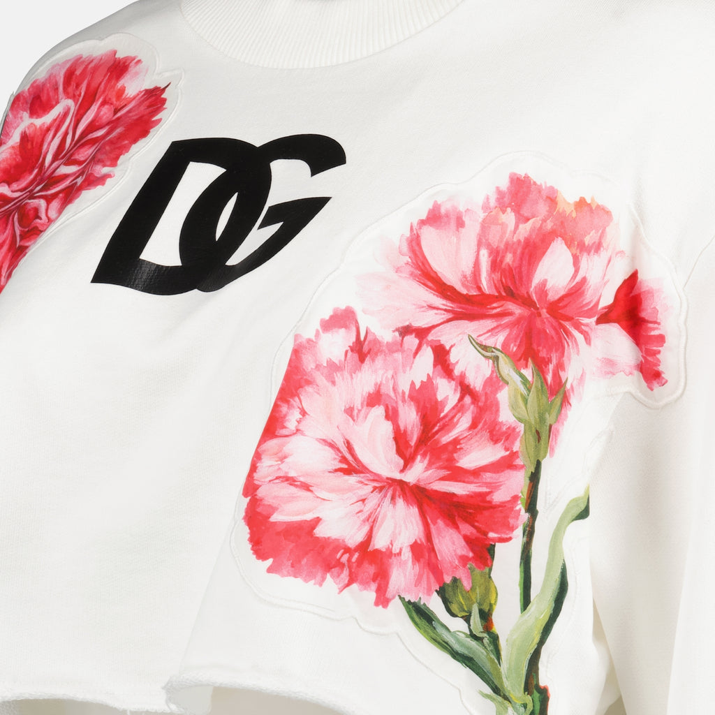 Felpe Sweatshirt imprimé œillets Dolce & Gabbana Bianco Femme