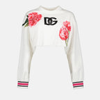 Felpe Sweatshirt imprimé œillets Dolce & Gabbana Bianco Femme