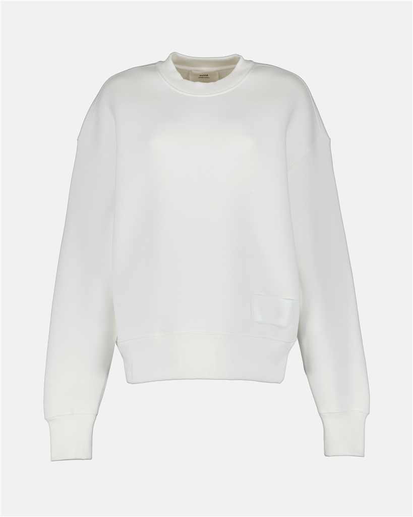 Sweatshirts Pull à logo étiquette Ami PARIS Blanc Unisexe