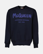 Felpe Sweatshirt Graffiti Alexander McQueen Blu Homme