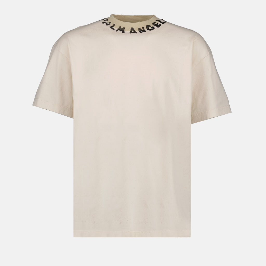 T-shirts T-shirt à logo Seasonal Palm Angels Beige Homme