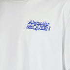 T shirt blanc à logo bleu