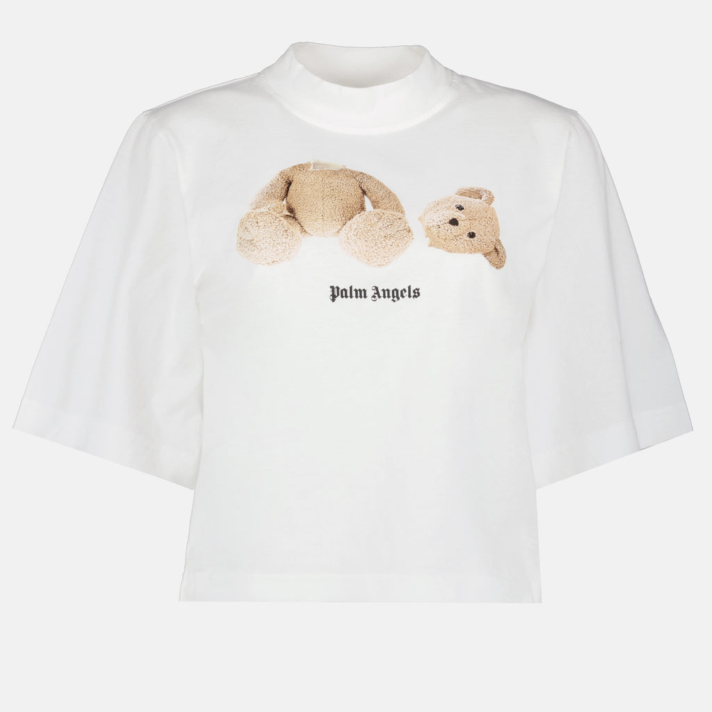 T-shirt T-shirt crop Bear Palm Angels Bianco Femme