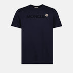 T-shirt T-shirt logo signature Moncler Blu Homme