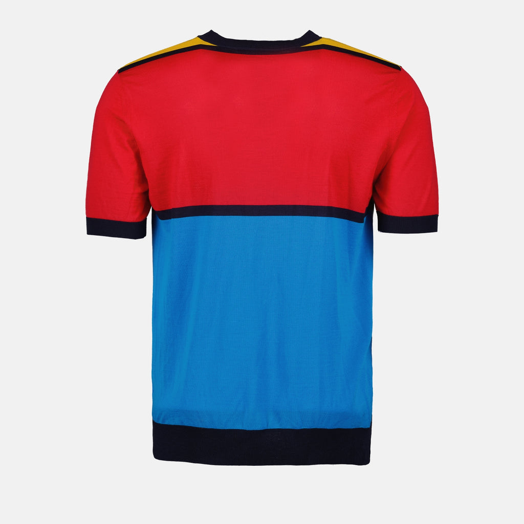 Maille T-shirt en laine extra-fine Prada Bleu Homme