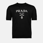 Maille T-shirt en laine extra-fine Prada Noir Homme